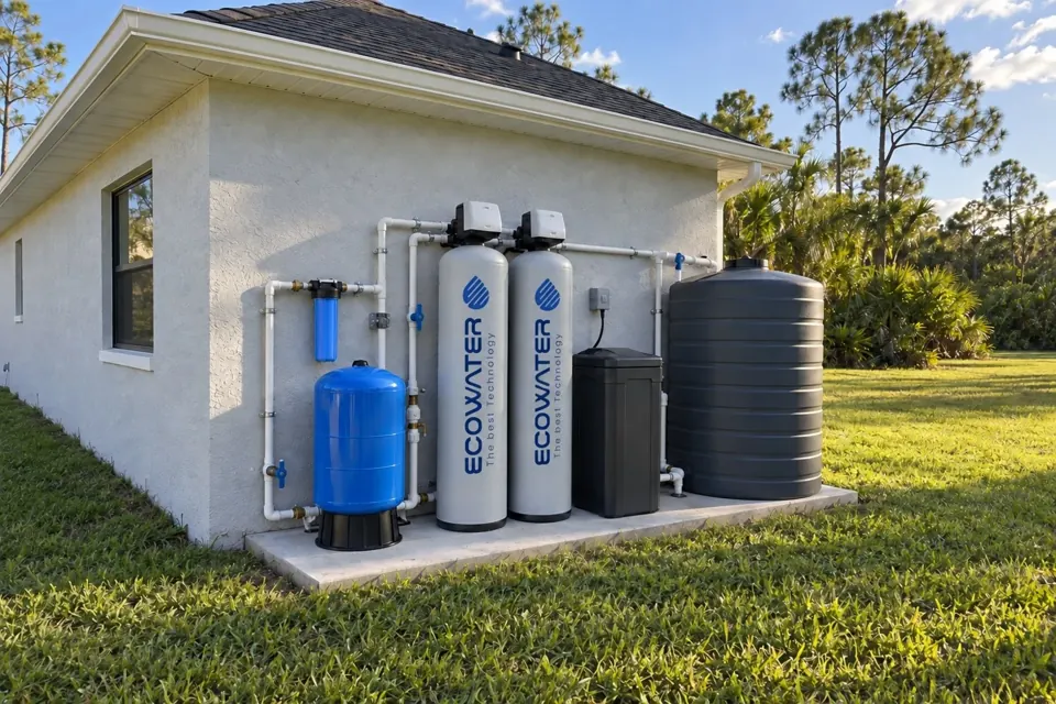 Sistema conjunto para agua de pozo al exterior de una vivienda